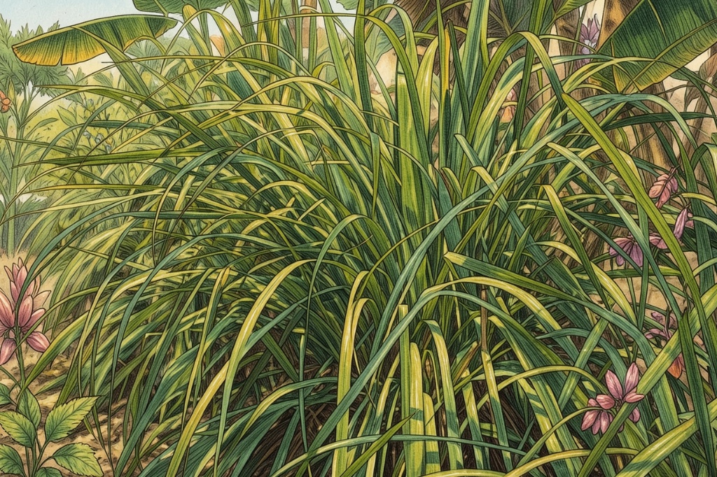 Lemongrass plant growing in the wild